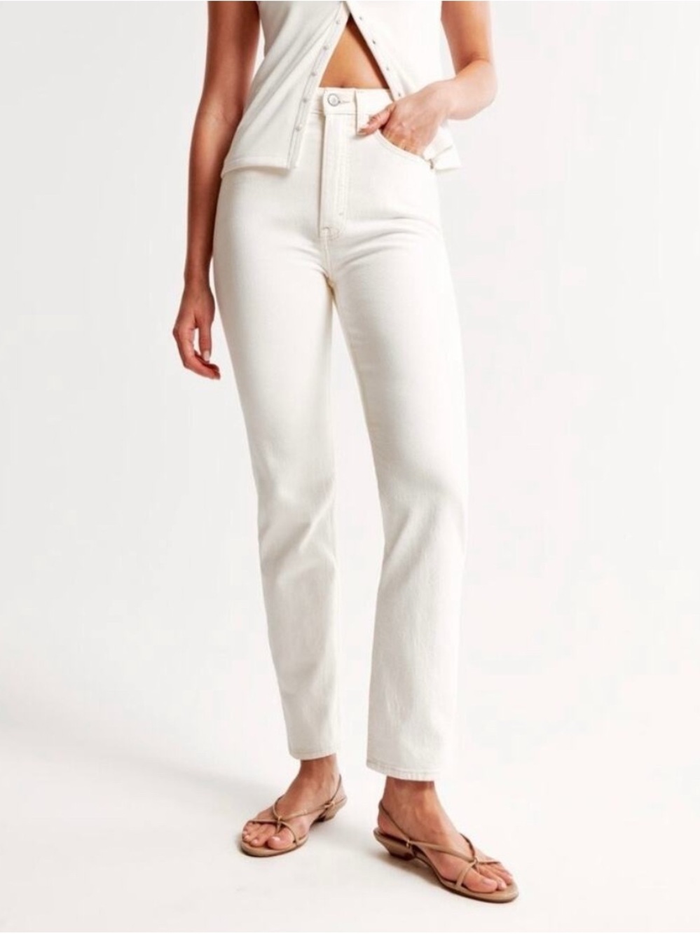 Abercrombie & Fitch Curve Love Ankle Straight Ultra High Rise Jeans